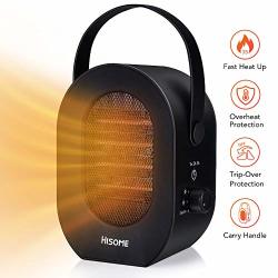 Hisome Portable Space Heater 600W 1200W Personal Space Heater Fan MINI Desktop Electric Warmer Indoor Space Heaters With Over Heat Protection Tip-over Protection-perfect For Home