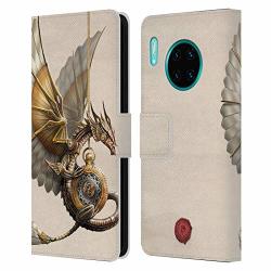 Official Anne Stokes Clockword Dragon Steampunk Leather Book Wallet Case Cover Compatible For Huawei Mate 30 Pro 5G