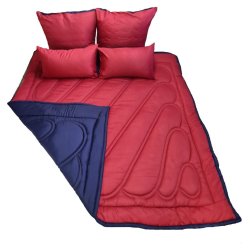 Reversible Comforter Set 5 Piece in Navy Red Queen