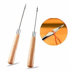 Zxiixz 2 PCS Awl, Leather Sewing Awl with Wood Handle, Hollow, Speedy  Stitcher Sewing Awl for DIY Leather Sewing & Stitching