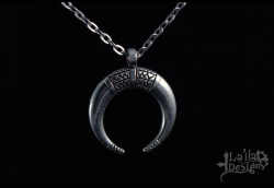 Double Horn Necklace Boho Jewellery Engraved Horn Necklace