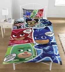 Disney Pj Masks 'comic' Reversible Panel Single Bed Duvet Quilt Cover Set N