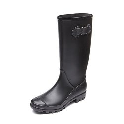 DKSUKO Women's Boots - 8 Colors - Knee High Waterproof Hi-calf Rainboots FMG002X 8.5 B M Us Black