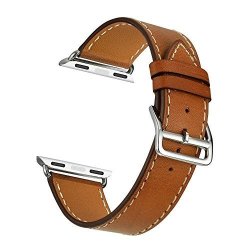 Apple Watch Band 42MM Leather Single Tour Watch Band Strap Iphone Smart Watch Wristband With Metal Adapter For 42MM Apple Watch Series 3 SERIES 2 SERIES