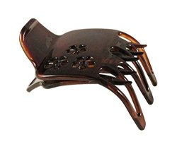 Parcelona France Paw Celluloid Tortoise Shell Side Slide In Hair Claw Secure Grip Hair Updo Clamp - 2 1 4 Inch Wide
