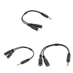 Baosity 3 Pieces 3.5MM Audio Splitter Cable For Computer Jack 3.5MM 1 Male To 2 Female MIC Y Splitter Cable Headset Splitter Adapter