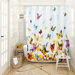 Barghe Fall Shower Curtain Cute Shower Curtain Colorful Shower Curtain Butterfly Decoration Butterfly Shower Curtain Polyester Waterproof Shower Curtain 72X72 Inch