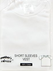 Mother's Choice Short Sleeve Vest 6-12M - White
