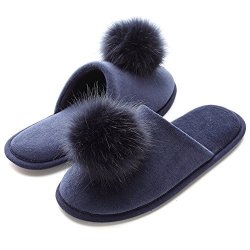 Fuzzy Slippers For Women Home Comfort Knitted Cotton Cozy Memory Foam Spa Indoors Non-skid Machine Washable Bedroom Flat For Christmas Back To School