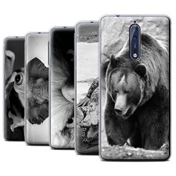 STUFF4 Gel Tpu Phone Case Cover For Nokia 8 Multipack Mono Zoo Animals Collection