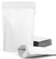 100 Piece Stand Up Resealable Pouch Bags Premium WHITE-10 X 15 Cms + 3 Cms
