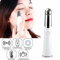 Yavocos Electric Thermal Eye Massager Vibration Face Massage Roller Anti-aging Wrinkle Eye Pouch Dark Circle Removal Lip Skin Care White
