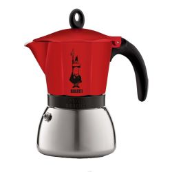 Bialetti Moka Induction Stovetop Espresso Maker Moka Pot - Red 6 Cup 180ML Yield