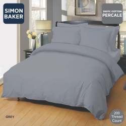 Simon Baker Cotton Percale 200 Tc Grey Flat Sheet XL Various Sizes - Super King - 300CM X 270CM Grey