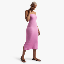 Women&apos S Pink Seamless Bandeau Dress With Back Slit