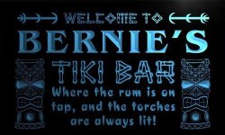 PM746-B Bernie's Tiki Bar Mask Beer Neon Light Sign
