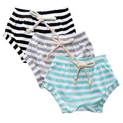 Kids Tales 3-PACK Summer Baby Boys Girls Striped Shorts Bloomers