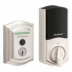 Halo Kwikset Touch Traditional Arched Wi-fi Fingerprint Smart Lock No Hub Required Featuring Smartkey Security In Satin Nickel 99590-001