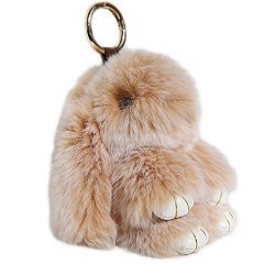 Handmade Ritzybay Bunny Rabbit Fur Keychain For Women's Bag Charms Or Car Pendant Large Snowtopgold