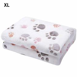 Leeaccessory Dog Fleece Blanket Puppy Blanket Pet Throw Bed Blankets Comfortable Soft Warm Blanket Sleep Mat Paw Print Cats Playing Pad For Sofa And