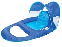 Swimways Spring Float Recliner With Canopy - Swim Lounger For Pool Or Lake