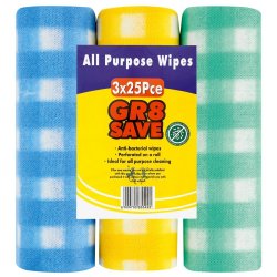 GR8 Save 3X25'S All Purpose Wipes