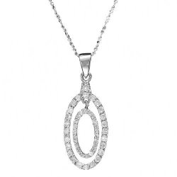 1.70ctw Cubiczirconia Pendant And Chain In 925 Sterling Silver