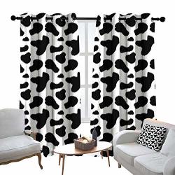 Lewis Coleridge Backout Curtains For Bedroom Cow Print Cow Hide Pattern With Black Spots Farm Life With Cattle Camouflage Animal Skin White Black Pocket
