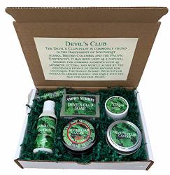 Devil's Club Gift Box Snowy Summit Natural Pain Relief Lotion Candle Soap Lip Balm Sampler Alaska Devil's Club