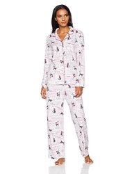 Karen Neuburger Women's Long-sleeve Girlfriend Pajama Set Pj Rose Cat pink S