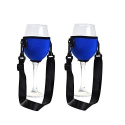 2 Pack Wine Glass Holder Necklace Party Time Hand Free Red Wine Stemware Insulator neoprene Sleeve With Adjustable Neck Strap For Conference Cocktail Reception From