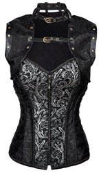 Alivila.y Fashion Womens Steampunk Steel Boned Corset C206-BLACK-S