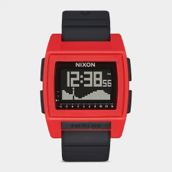Nixon Men&apos S Base Tide Pro Red & Black Digital Silicone Watch