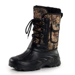 Us Size 8-11 Men Shoes Camo Hunting Boots Waterproof Faux Fur Lining Rubber Toe