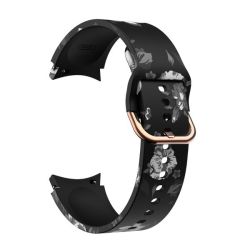 Silicone Strap For Samsung Galaxy Watch 4 - Black white Floral