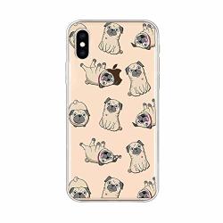 Iphone XS Max Case Blingy's New Fun Cute Animal Style Transparent Clear Protective Soft Tpu Case Compatible For Iphone XS Max Pug Style