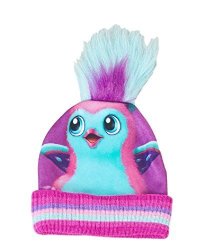 Hatchimals Girl Hat Beanie Knit Hat Penguala With Faux Fur Hair One Size Fits Most Ages 4-8 Pink Purple