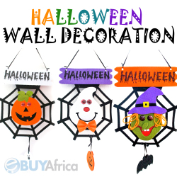 Happy Halloween Pumpkin Witch Snowman Wall Decoration With Lightening Eyes