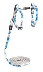 - 11MM Glowcat Cat Lead h-harness - Blue Floral