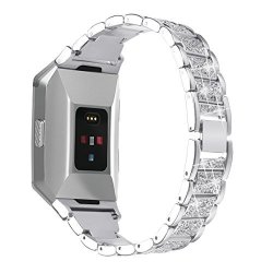 For Fitbit Ionic Bands Aisports Fitbit Ionic Stainless Steel Rhinestone Band Bling Glitter Smart Watch Adjustable Replacement Band Wristband Buckle Clasp For Fitbit Ionic