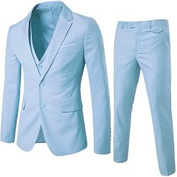 Men's Yimanie Suit Slim Fit 2 Button 3 Piece Suits Jacket Vest & Trousers