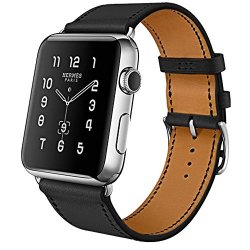 Apple Watch Band 42MM Business Series Apple Watch Leather Band Cow Leather Replacement Band For 42MM Apple Watch Series 3 SERIES 2 SERIES 1 SPORT EDITION Black 42MM