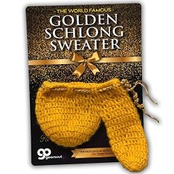 Famous Golden Schlong Sweater - Knit Wienie Warmer For Men - Hand-knit Goldenrod With Gold Yarn Tie For Secure Fit