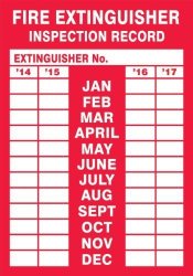 Accuform Signs LFXG528VSP Safety Label Legend"fire Extinguisher Inspection Record" 5" Length X 3.5" Width X 0.004" Thickness Adhesive Vinyl Red On White Pack Of 5