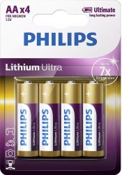 Philips Lithium Ultra Aa 1.5V Batteries - 4-PACK