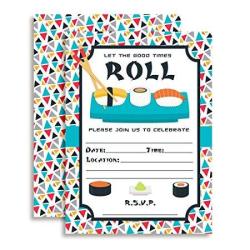 Amanda Creation Sushi Let The Good Times Roll Themed Party Fill In Invitations Set Of 20 Including Envelopes