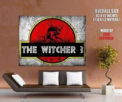 The Witcher 3 Fiend Cool Art Jurassic Park Logo Retro Painting 63X47 Huge Giant Poster Print
