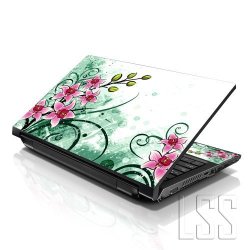LSS - Laptop Skin Shop Lss 17 17.3 Inch Laptop Notebook Skin Sticker Cover Art Decal Fits 16.5" 17" 17.3" 18.4" 19" Hp Dell Apple Asus Acer Lenovo Asus Compaq Free 2 Wrist Pad Included Pink Flower Floral