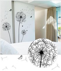 Yjydada Diy Home Decor New Design Large Black Dandelion Wall Sticker Art Decals Pvc