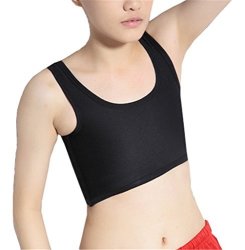 Breathable Super Flat Les Lesbian Tomboy Compression 3 Rows Clasp Chest Binders Large Black